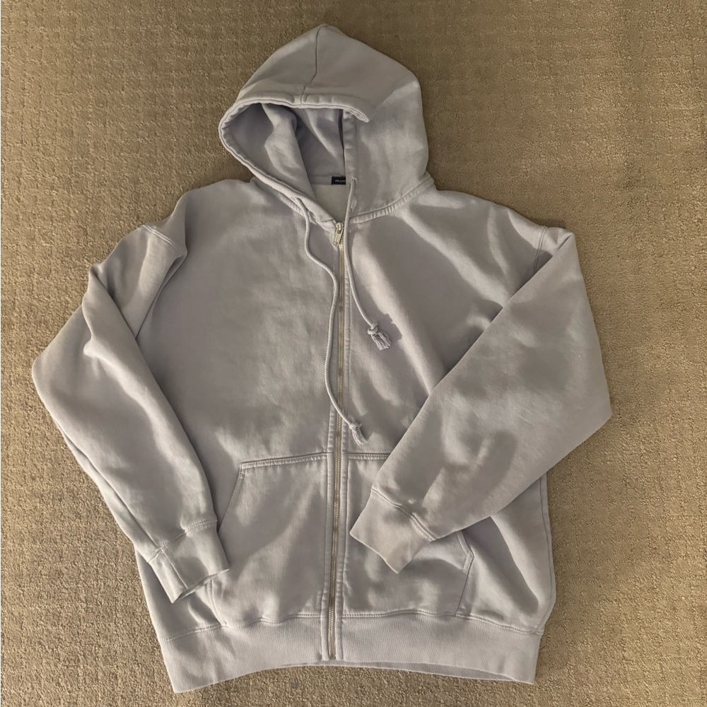 Brandy Melville oversized Christy zip up hoodie light blue